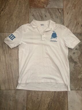 Lamborghini White Polo with Light Blue Logo